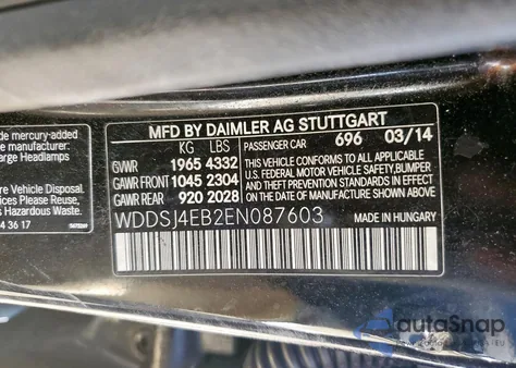 2014 Mercedes-Benz Cla 250 from USA, damaged, VIN WDDSJ4EB2EN087603